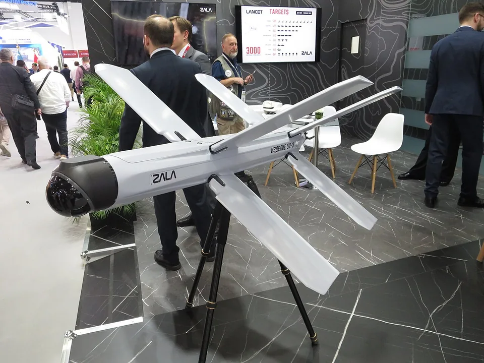 ZALA Lancet loitering munition on display at IDEX 2025